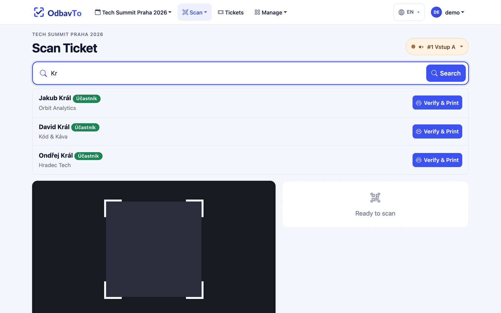 Search by name in the scanner